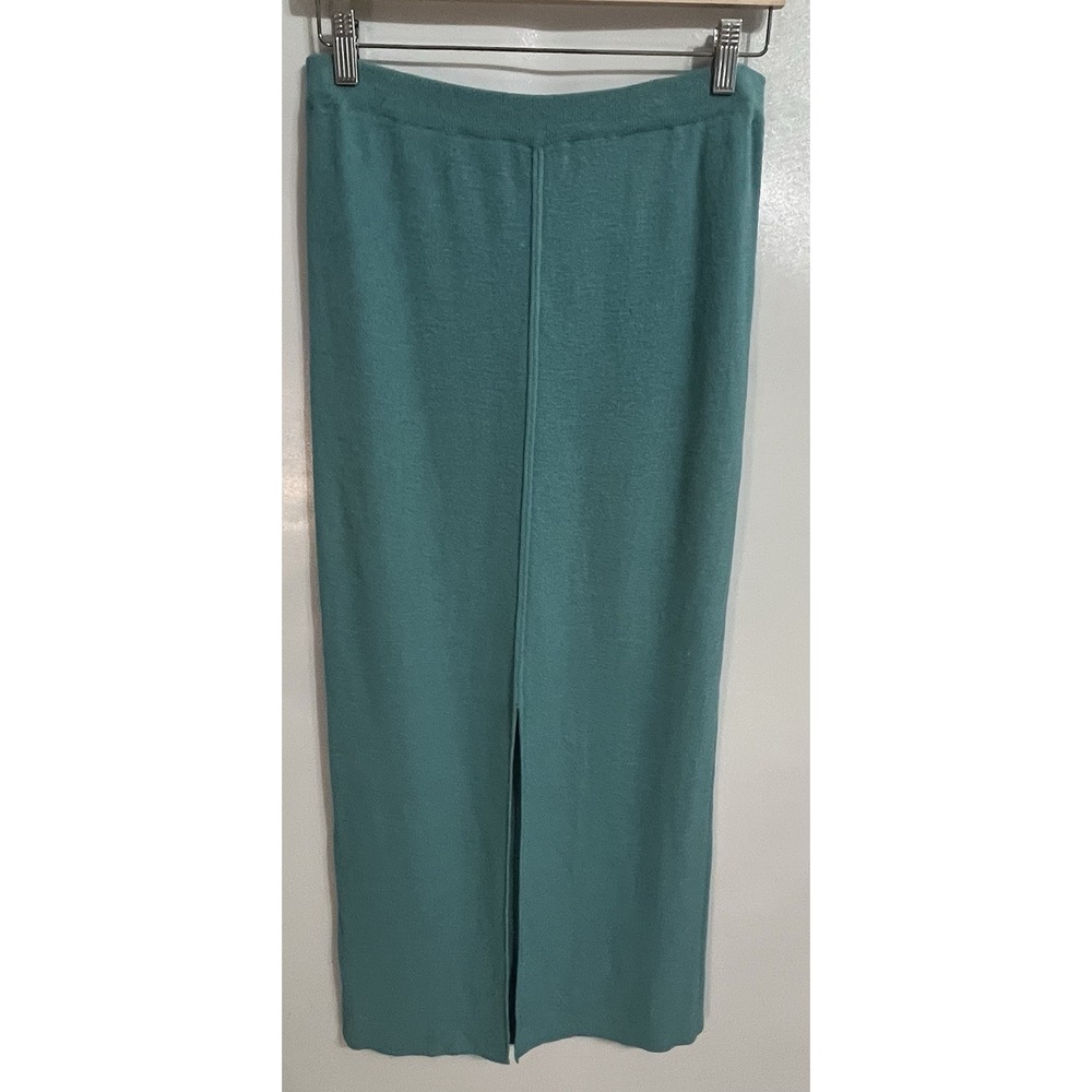 Double D Ranch Small Skirt Teal Maxi Slit Western Coastal Linen Blend Made USA
